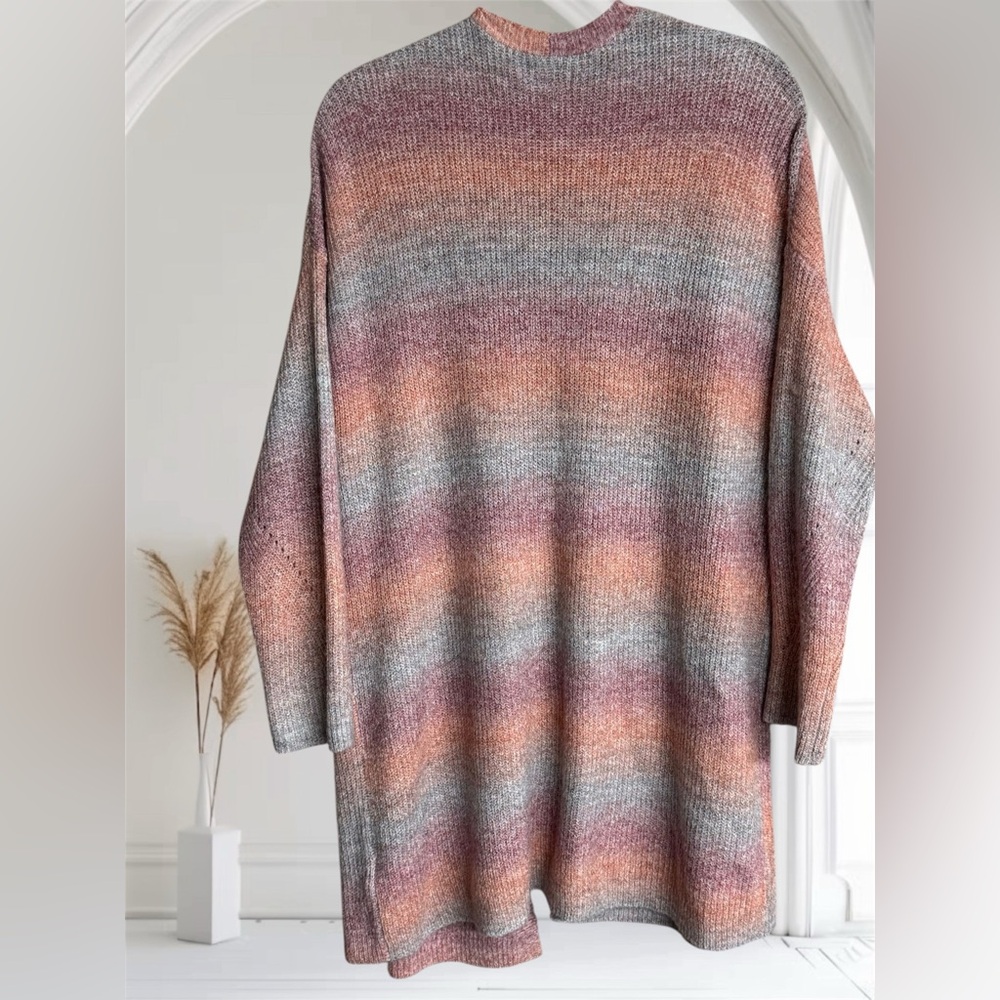 American Eagle Space Dye Oversized Multicolor Open Front Cardigan Size Medium - Picture 4 of 6